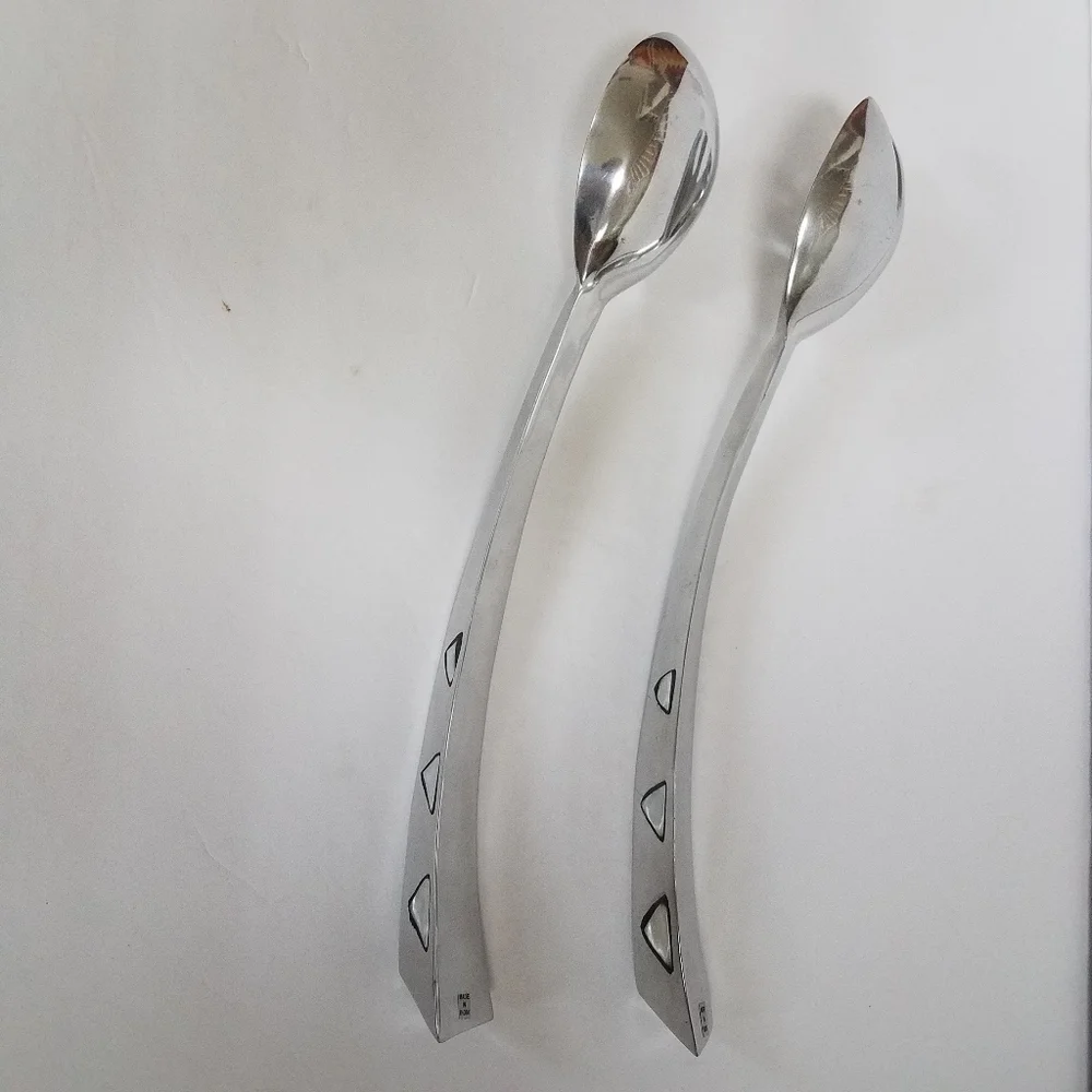 Silvertone Serving Utensils India Shell Inlay